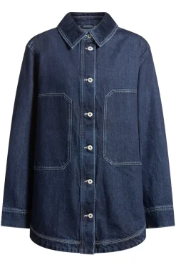 Herren Hugo Blue Oversized Denim-Jacke mit kontrastierenden Nähten