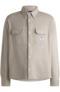 Herren Hugo Blue Oversized Hemd aus strukturiertem Baumwoll-Mix mit Elasthan