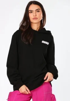 Damen Hugo Blue Oversized Hoodie aus Baumwoll-Terry mit verspieltem Slogan