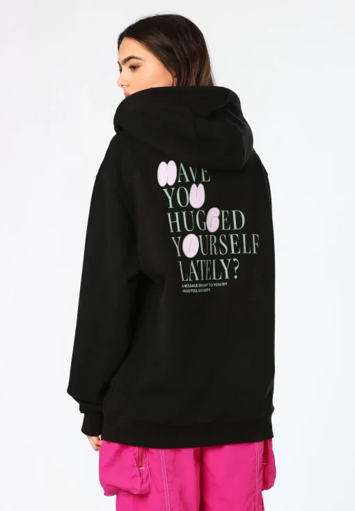Damen Hugo Blue Oversized Hoodie aus Baumwoll-Terry mit verspieltem Slogan