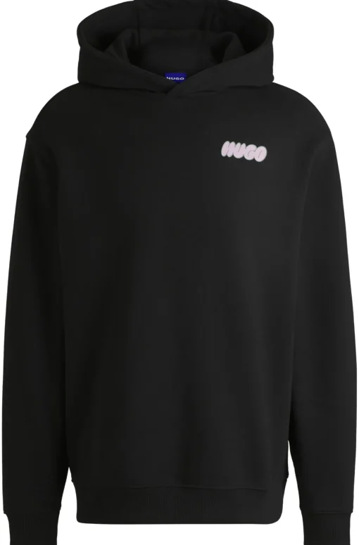 Damen Hugo Blue Oversized Hoodie aus Baumwoll-Terry mit verspieltem Slogan