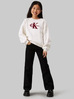 Kinder Calvin Klein Oversized Logo-Sweatshirt aus Fleece
