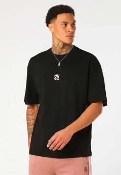 Herren Hugo Red Oversized T-Shirt aus Baumwoll-Jersey mit Artwork der Saison