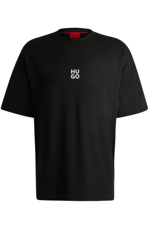 Herren Hugo Red Oversized T-Shirt aus Baumwoll-Jersey mit Artwork der Saison