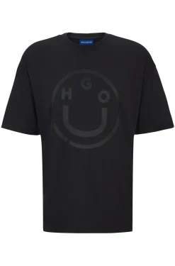 Herren Hugo Blue Oversized T-Shirt aus Baumwolle mit Logo der neuen Saison