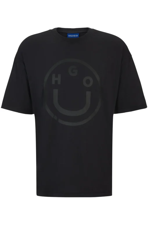 Herren Hugo Blue Oversized T-Shirt aus Baumwolle mit Logo der neuen Saison