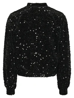 Damen Pieces PCKAM Pailletten Bomberjacke