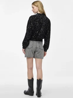Damen Pieces PCKAM Pailletten Bomberjacke