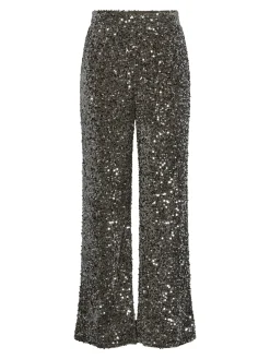 Damen Pieces PCKAM Paillettenhose mit weitem Bein