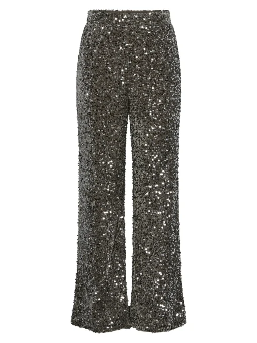 Damen Pieces PCKAM Paillettenhose mit weitem Bein