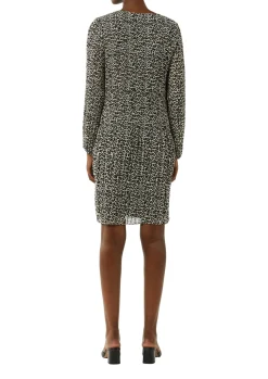 Damen Comma Plissiertes Chiffon-Kleid mit Leo-Print