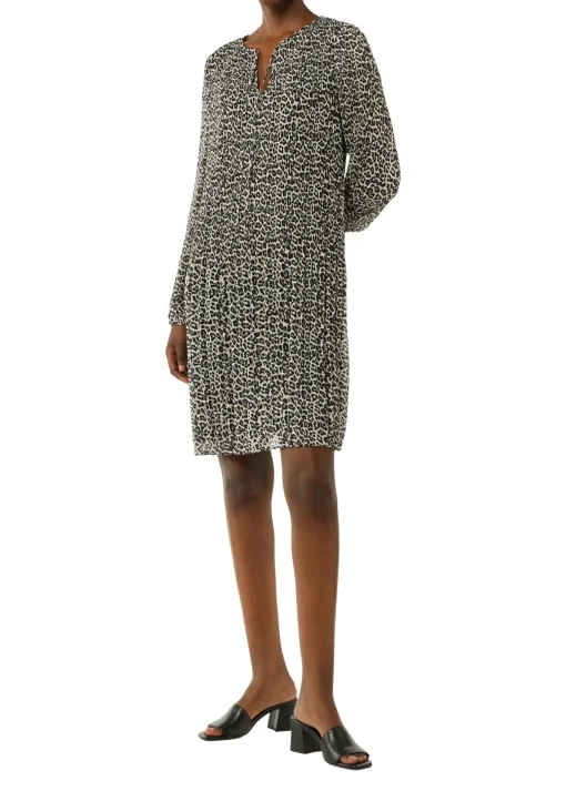 Damen Comma Plissiertes Chiffon-Kleid mit Leo-Print