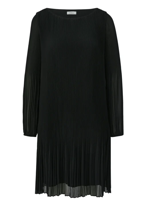 Damen s.Oliver BLACK LABEL Plissiertes Chiffonkleid mit Puffärmeln