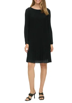 Damen s.Oliver BLACK LABEL Plissiertes Chiffonkleid mit Puffärmeln