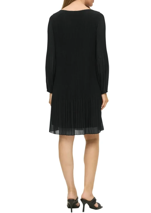 Damen s.Oliver BLACK LABEL Plissiertes Chiffonkleid mit Puffärmeln