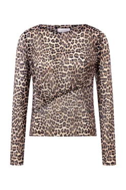 Damen Rich & Royal Plissiertes Longsleeve aus Mesh mit Animal-Print