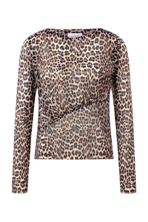 Damen Rich & Royal Plissiertes Longsleeve aus Mesh mit Animal-Print