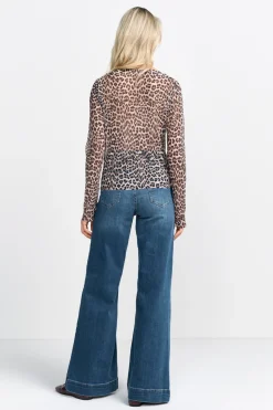 Damen Rich & Royal Plissiertes Longsleeve aus Mesh mit Animal-Print