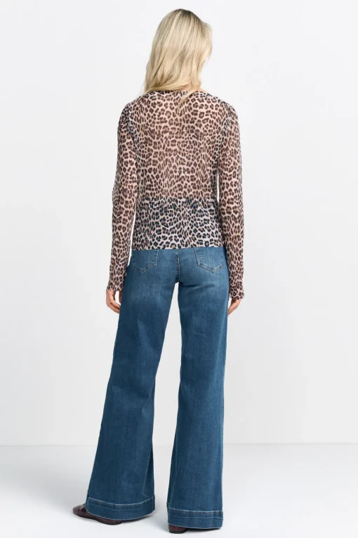 Damen Rich & Royal Plissiertes Longsleeve aus Mesh mit Animal-Print