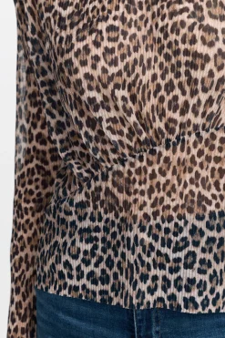 Damen Rich & Royal Plissiertes Longsleeve aus Mesh mit Animal-Print