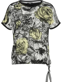 Damen Frapp Print Blusenshirt mit schwarzem Jerseyrücken