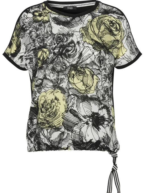 Damen Frapp Print Blusenshirt mit schwarzem Jerseyrücken
