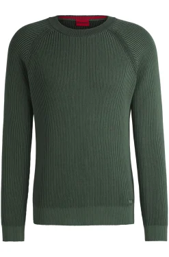 Herren Hugo Red Pullover aus Baumwolle mit zweifarbigen Ripp-Details