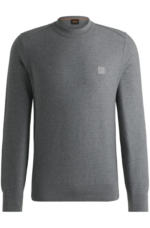 Herren Boss Orange Pullover aus Baumwolle und Kaschmir mit Logo-Aufnäher