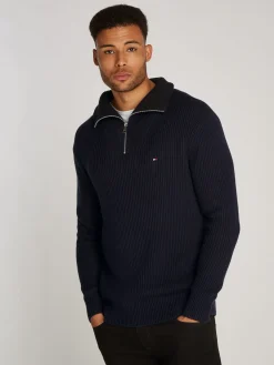 Herren Tommy Hilfiger Pullover aus Rippstrick mit Reißverschluss