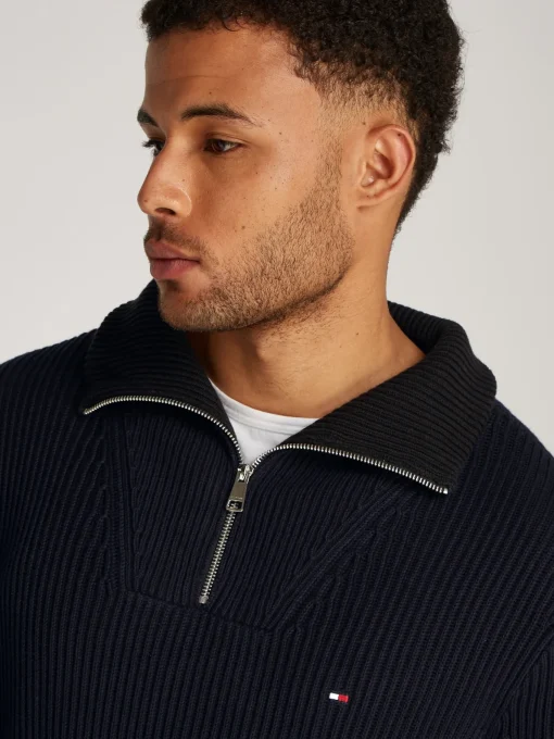 Herren Tommy Hilfiger Pullover aus Rippstrick mit Reißverschluss