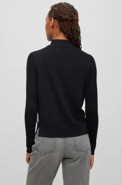 Damen Hugo Red Pullover aus Schurwolle mit Stehkragen