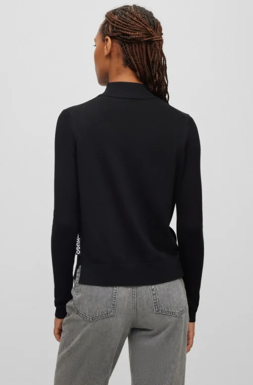 Damen Hugo Red Pullover aus Schurwolle mit Stehkragen