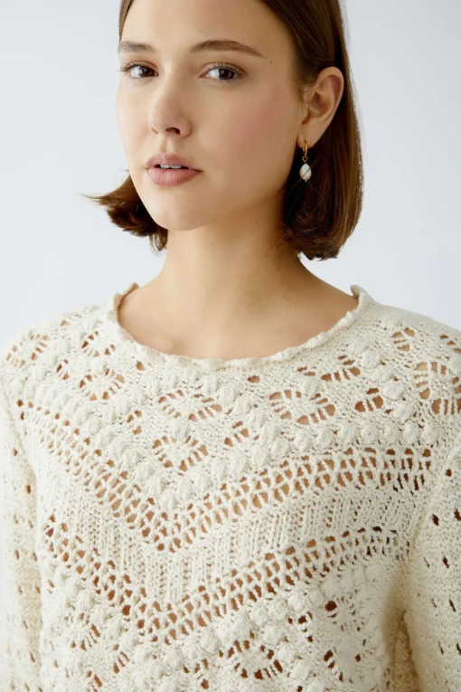 Damen Oui Pullover Baumwollmischung
