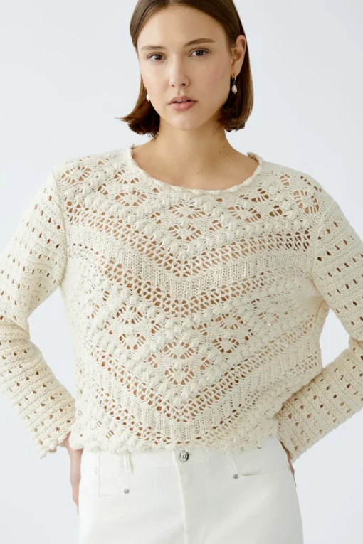 Damen Oui Pullover Baumwollmischung