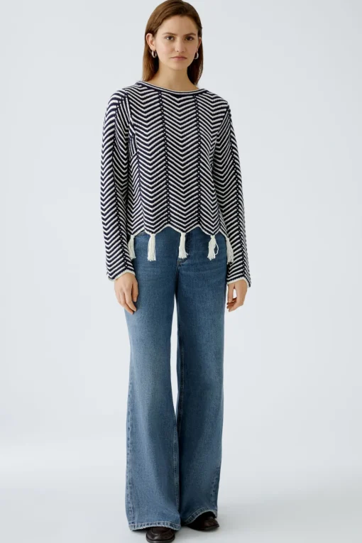 Damen Oui Pullover Baumwollmischung