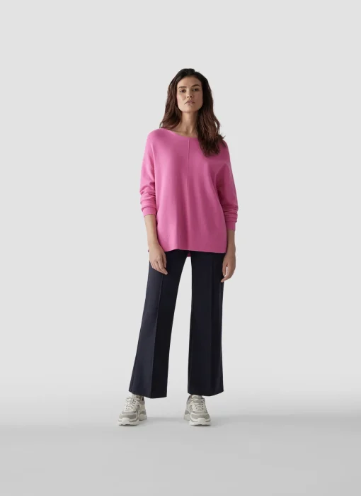 Damen Lecomte Pullover mit Rundhalsausschnitt und Ziernaht