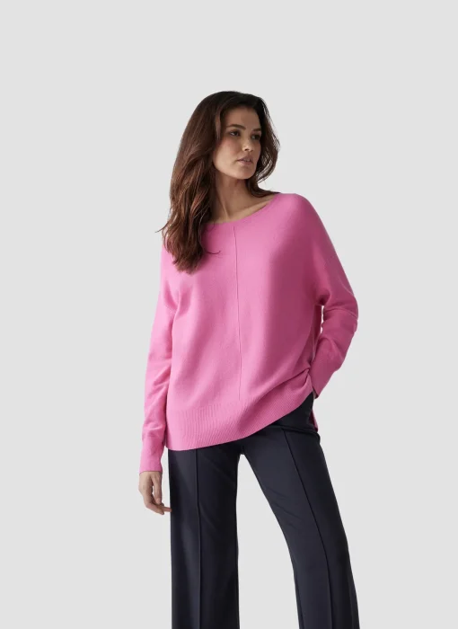 Damen Lecomte Pullover mit Rundhalsausschnitt und Ziernaht