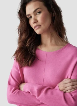 Damen Lecomte Pullover mit Rundhalsausschnitt und Ziernaht