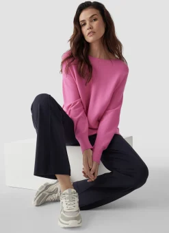 Damen Lecomte Pullover mit Rundhalsausschnitt und Ziernaht