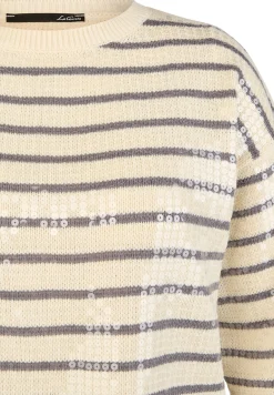 Damen Lecomte Pullover mit Streifen und Pailletten
