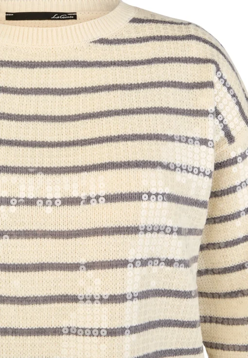 Damen Lecomte Pullover mit Streifen und Pailletten