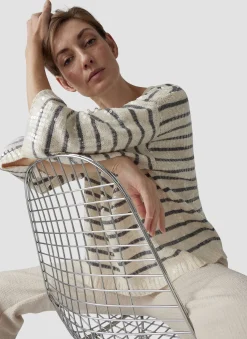 Damen Lecomte Pullover mit Streifen und Pailletten