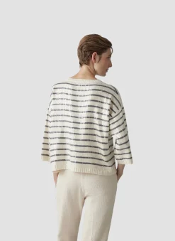 Damen Lecomte Pullover mit Streifen und Pailletten