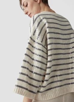Damen Lecomte Pullover mit Streifen und Pailletten