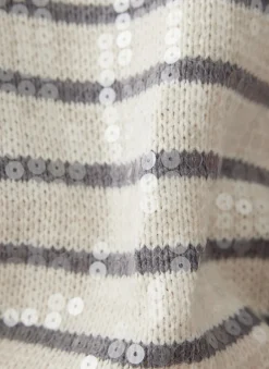 Damen Lecomte Pullover mit Streifen und Pailletten