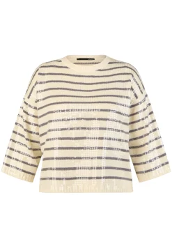Damen Lecomte Pullover mit Streifen und Pailletten