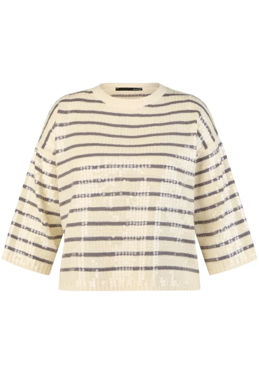 Damen Lecomte Pullover mit Streifen und Pailletten