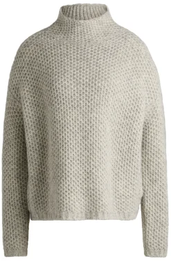 Damen Hugo Red Pullover mit Trichterkragen und Reiskorn-Struktur
