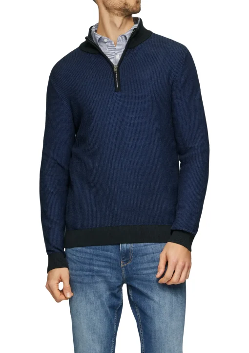 Herren s.Oliver Pullover mit Troyerkragen