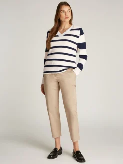Damen Tommy Hilfiger Pullover mit V-Ausschnitt und Perlfangmuster